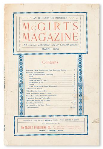 (LITERATURE AND POETRY.) Group of five early African American publications: McGirt’s Magazine, March 1906 * The Woman’s National Magazi